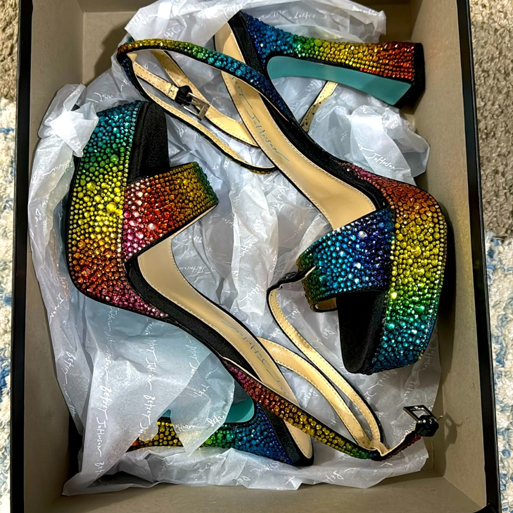 Betsey Johnson rainbow sandals